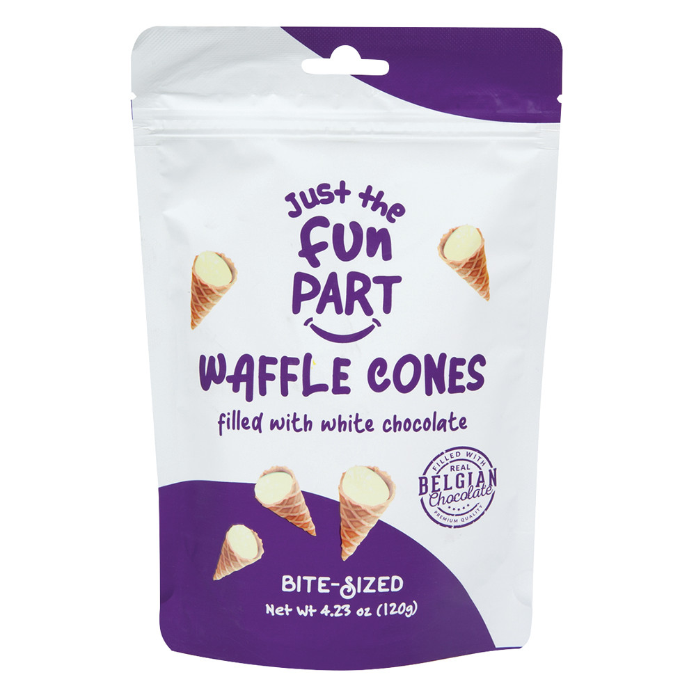 Just The Fun Part Waffle Cones, Peanut Butter & Milk Chocolate, Bite-Sized - 4.23 oz