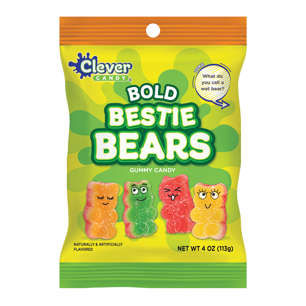 Clever Candy Bold Bestie Bears 4 oz Peg Bag | Nassau Candy
