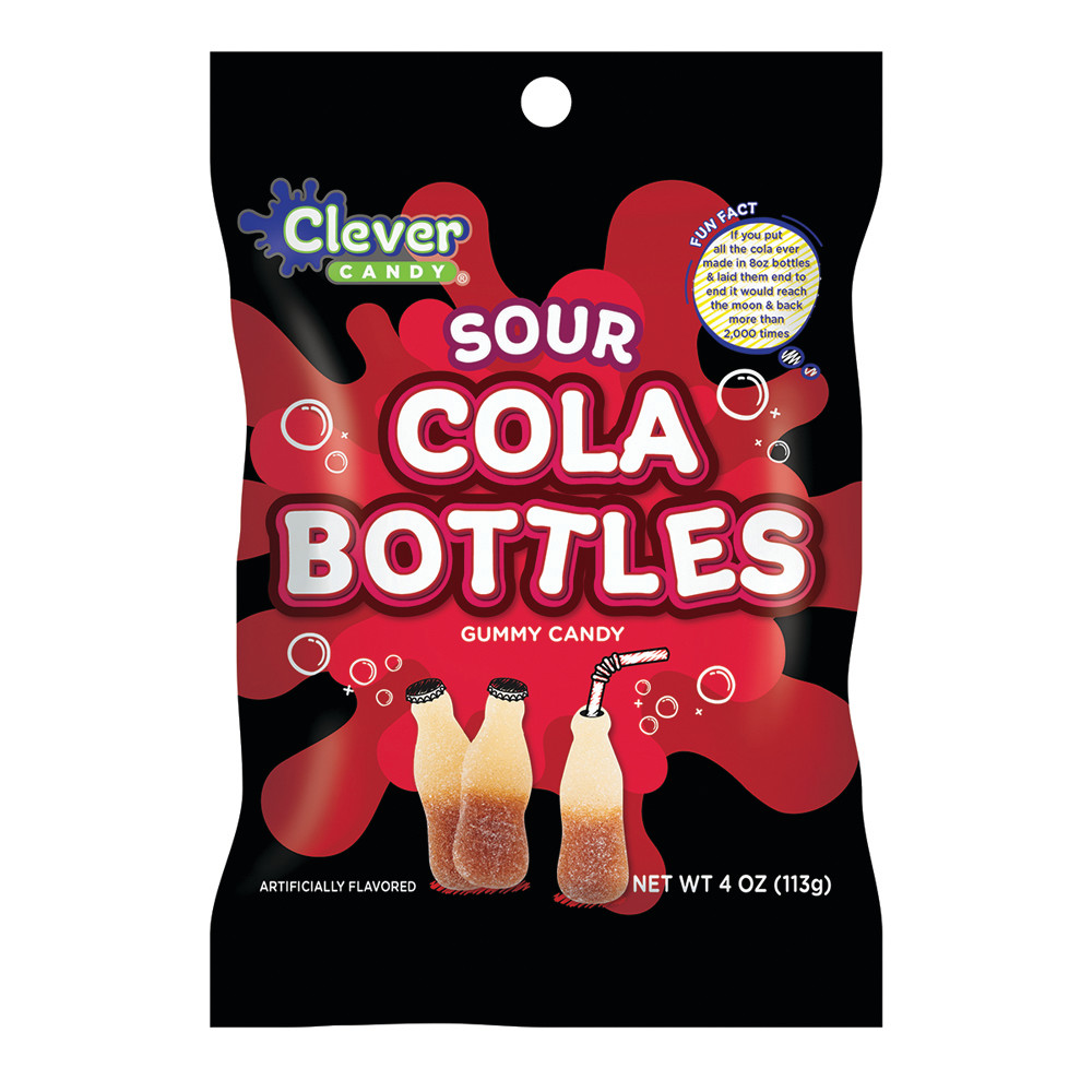 Clever Candy Sour Cola Bottles 4 oz Peg Bag Nassau Candy