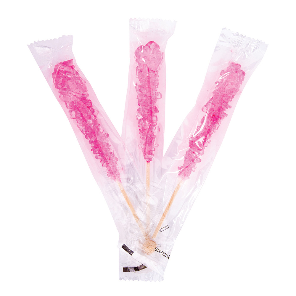 Clever Candy Bright Pink Wrapped Rock Candy Sticks Nassau Candy 9976