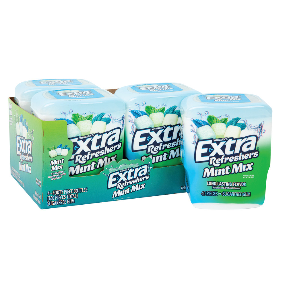 Extra Gum Refreshers Spearmint Sugar Free Chewing Gum Bottle, 40