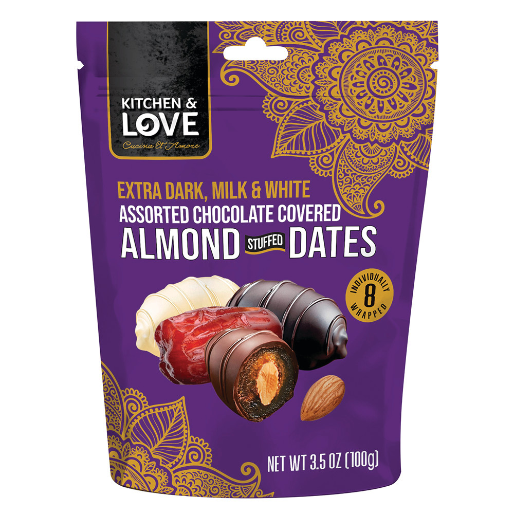 Kitchen & Love Chocolate Almond Stuffed Dates | Nassau Candy