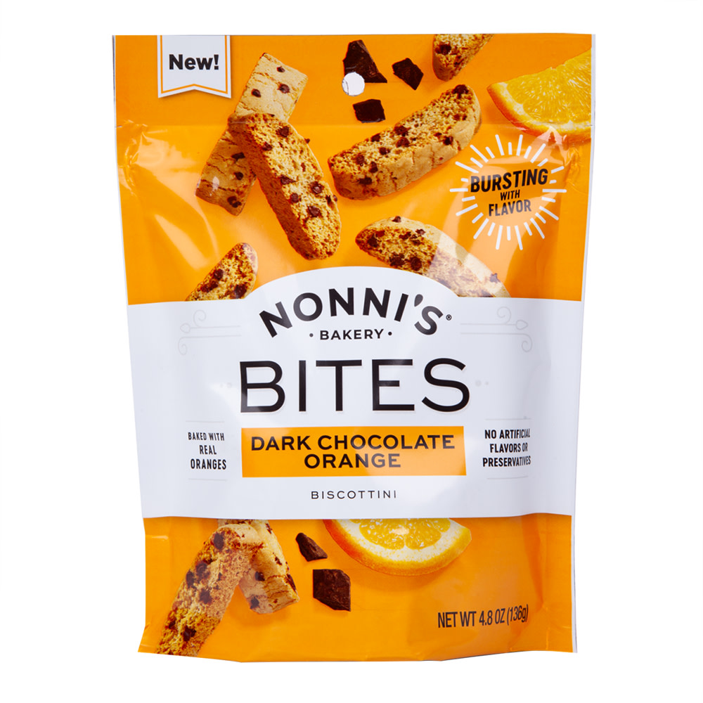 Nonni's Biscottini Bites Chocolate Orange Pouch Nassau Candy