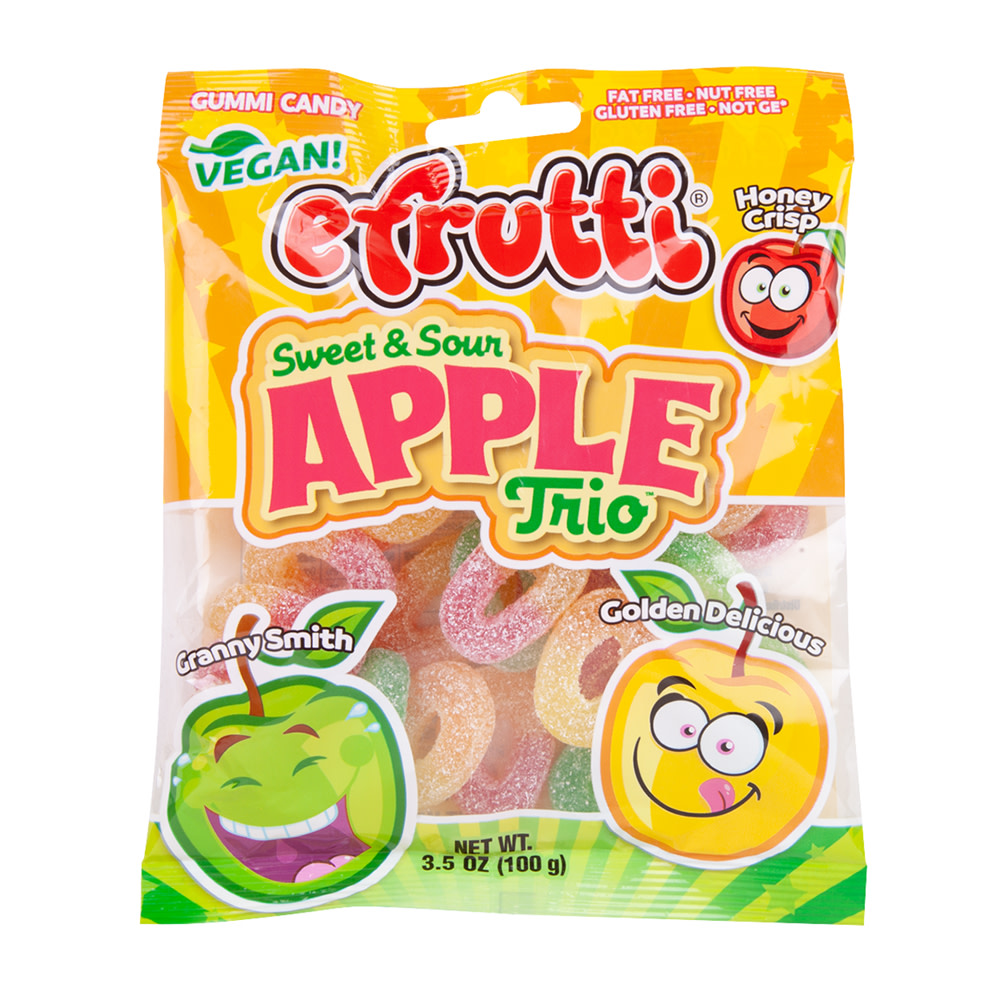 Efrutti Sweet & Sour Apple Trio 3.5 oz Peg Bag | Nassau Candy
