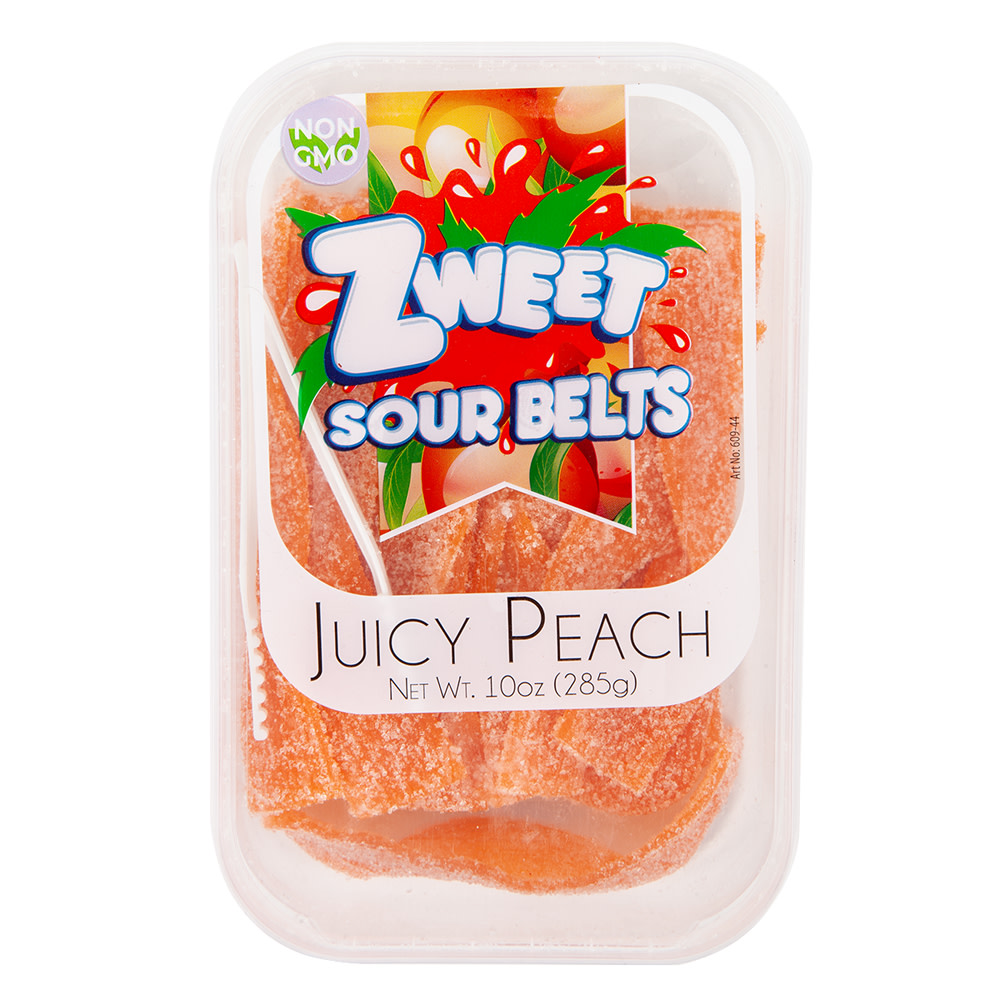 sweet Zweet Peach Sour Belts 10 oz Tub | Nassau Candy