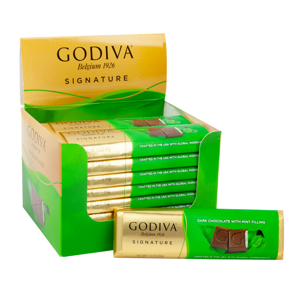 Godiva Dark Chocolate Mint Chocolate Chip 1.5 Oz Bar | Nassau Candy