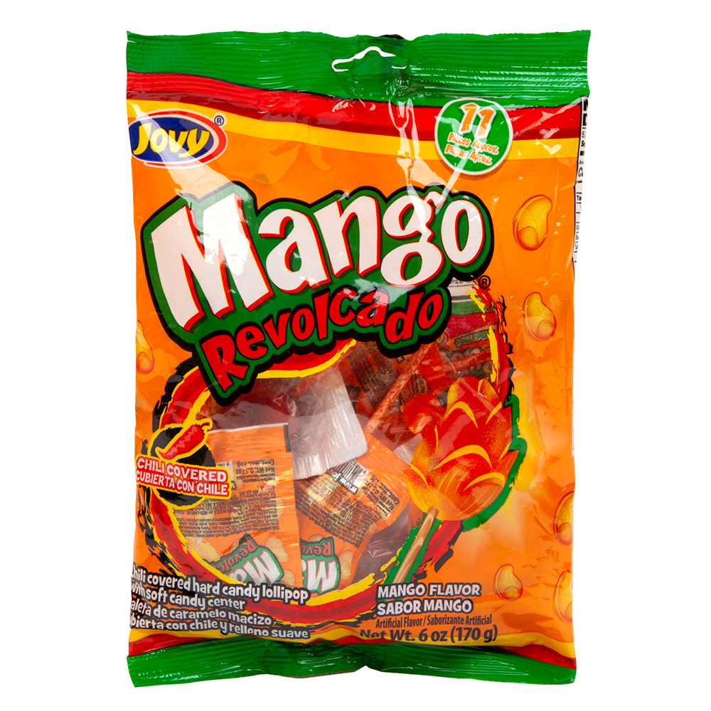Jovy Mango Revolcado Lollipops 6 oz Peg Bag Nassau Candy