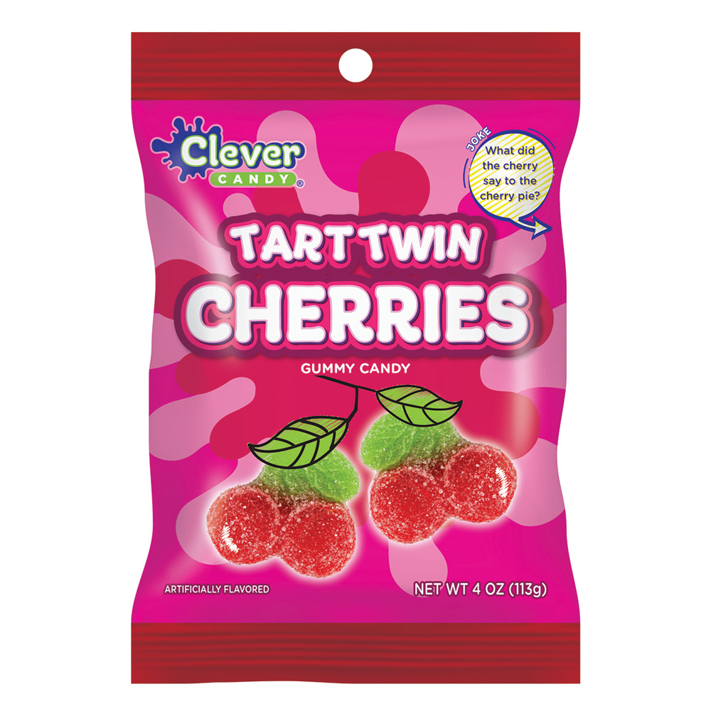 Clever Candy Tart Twin Cherries 4 oz Peg Bag | Nassau Candy