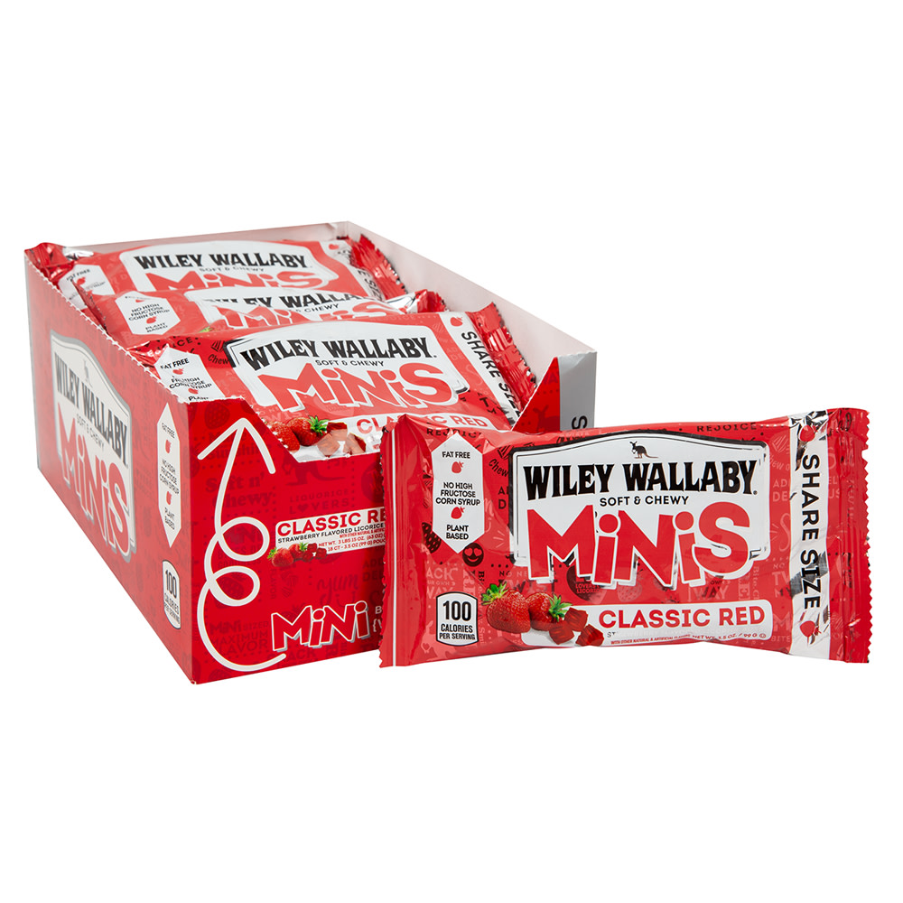 Wiley Wallaby Strawberry Red Mini Licorice 3.5 oz Bag | Nassau Candy