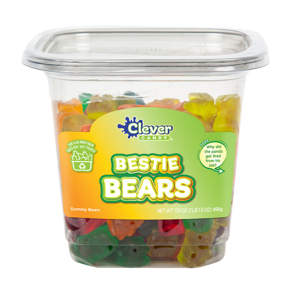 Clever Candy Bestie Bears Gummy Bear 17.5 oz Tub | Nassau Candy