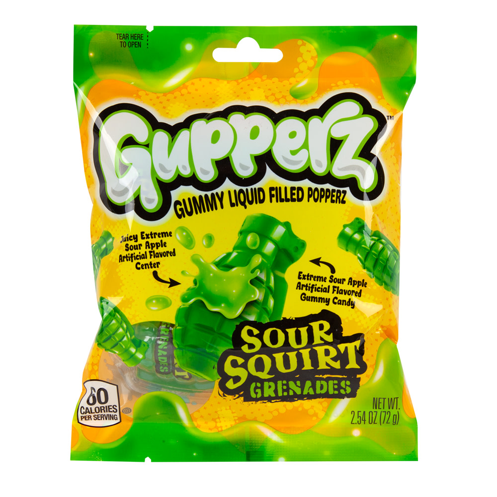 Hương popi Gupperz Sour Squirt Grenades Gummy 2.54 oz Peg Bag | Nassau