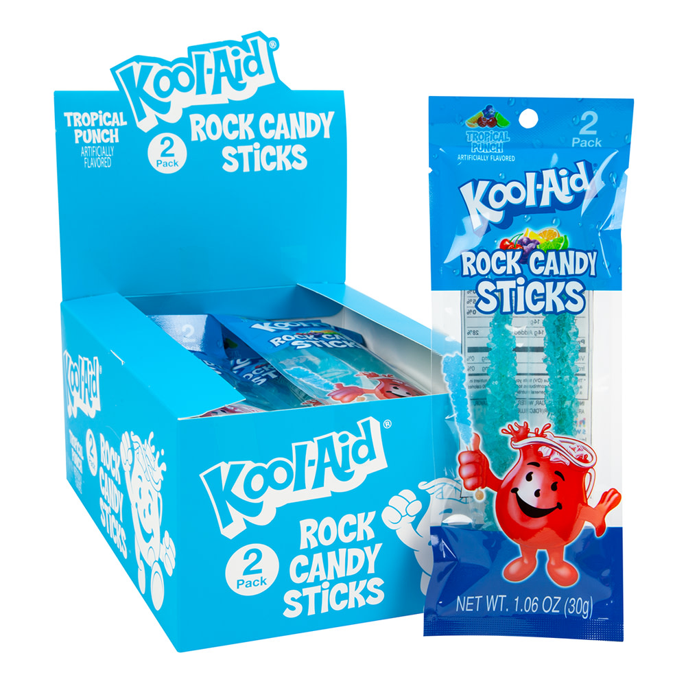 Kool-Aid Tropical Punch Rock Candy Sticks 1.06 oz | Nassau Candy
