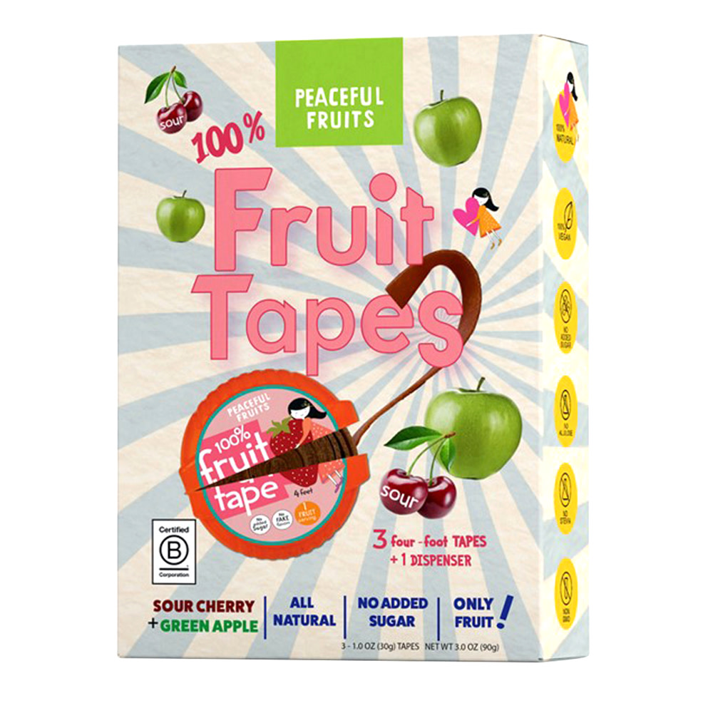 Peaceful Fruits Sour Cherry Green Apple Fruit Tapes Box | Nassau Candy