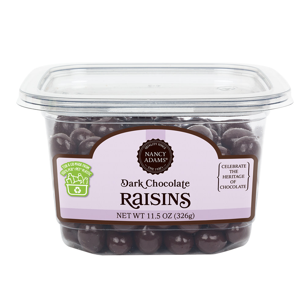 Nancy Adams Dark Chocolate Raisins 11.5 oz Tub | Nassau Candy