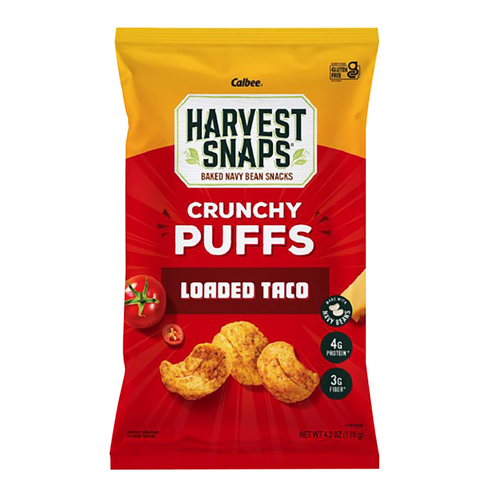 Calbee Harvest Snaps Loaded Taco Crunchy Puffs Bag | Nassau Candy