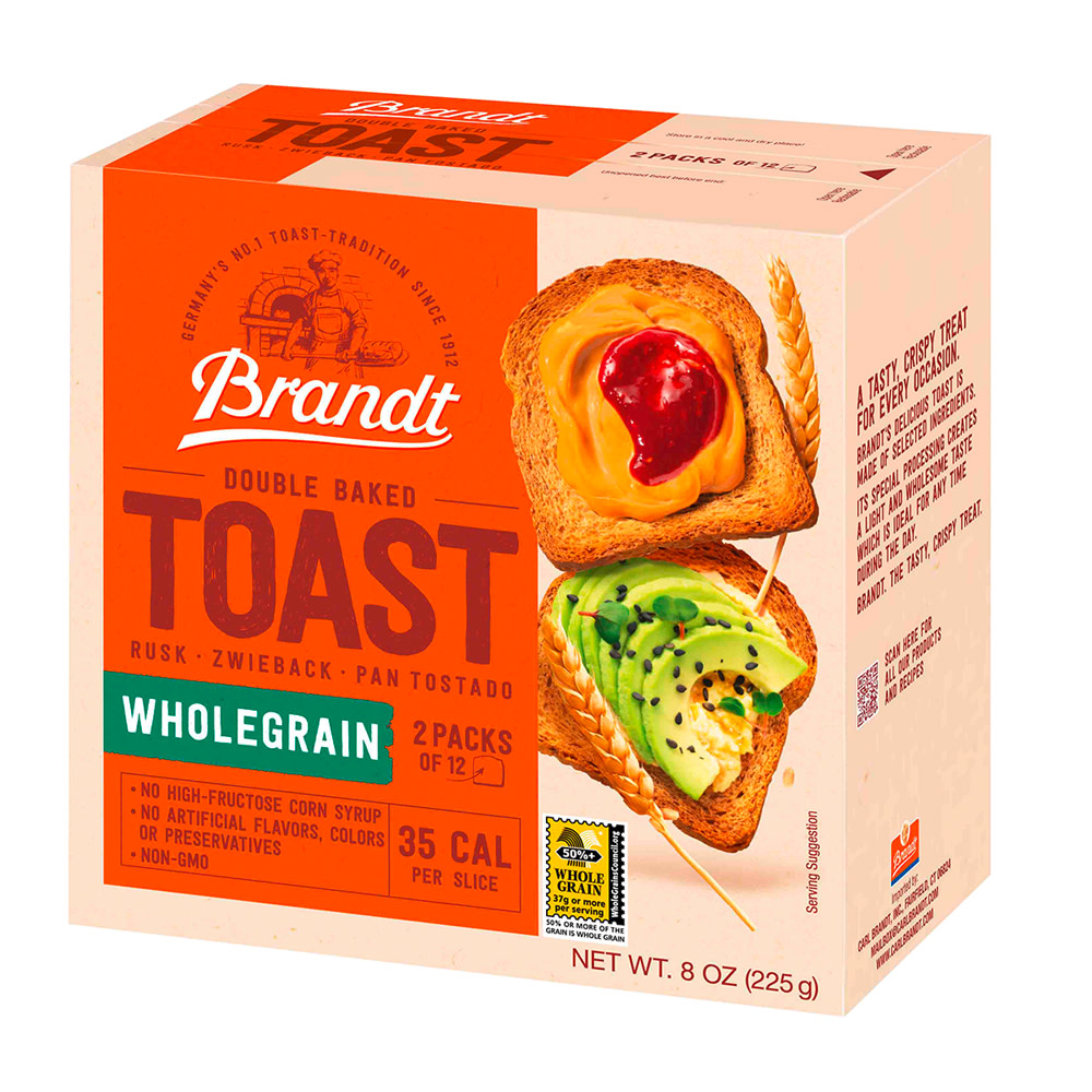 パン バック バケット トースト Brandt Zwieback Whole Grain Double Baked Toast 8 oz Box | Nassau Candy