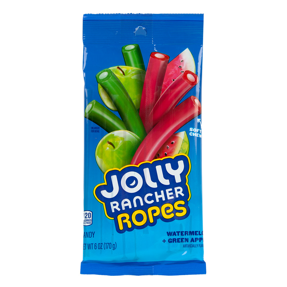 Jolly Rancher Watermelon Green Apple Ropes 6 oz Peg Bag | Nassau Candy