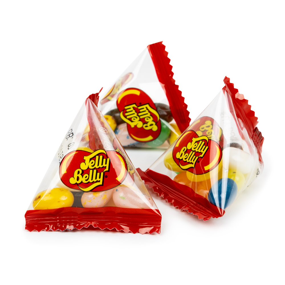 Broadway CandySweets Jar - Jelly Belly Pyramid Jar - Approximately 50 Pyramid Bags Filled With An Assortment Of Jelly Beans Variety Of Flavours Perfect For Parties Portion Controlled Snacking