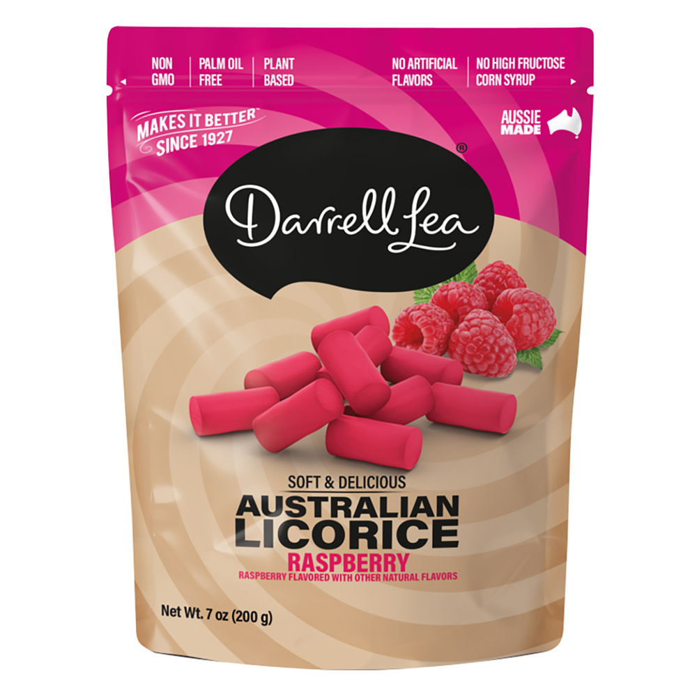 るる ロラライハリス Darrell Lea Raspberry Soft Licorice 7 oz Bag | Nassau Candy