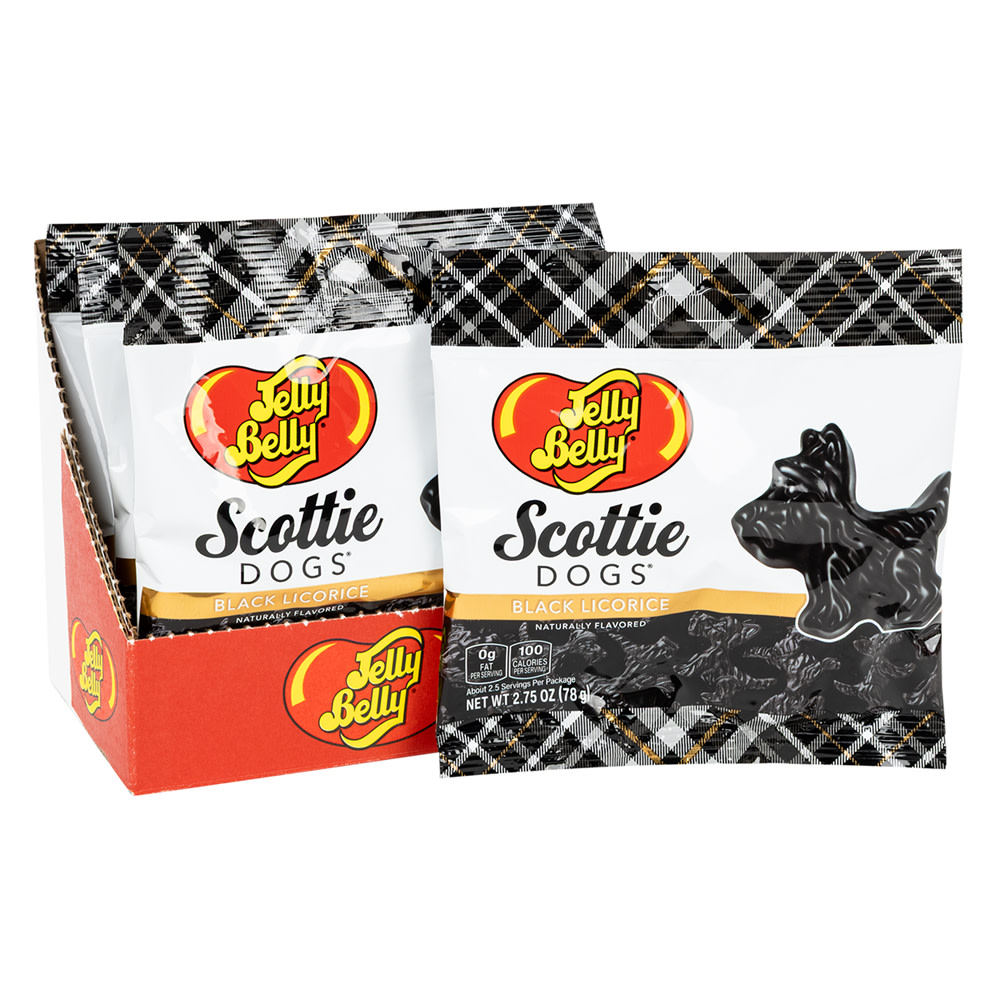 Jelly Belly Black Licorice Scottie Dogs 2.75 oz Peg Bag | Nassau Candy