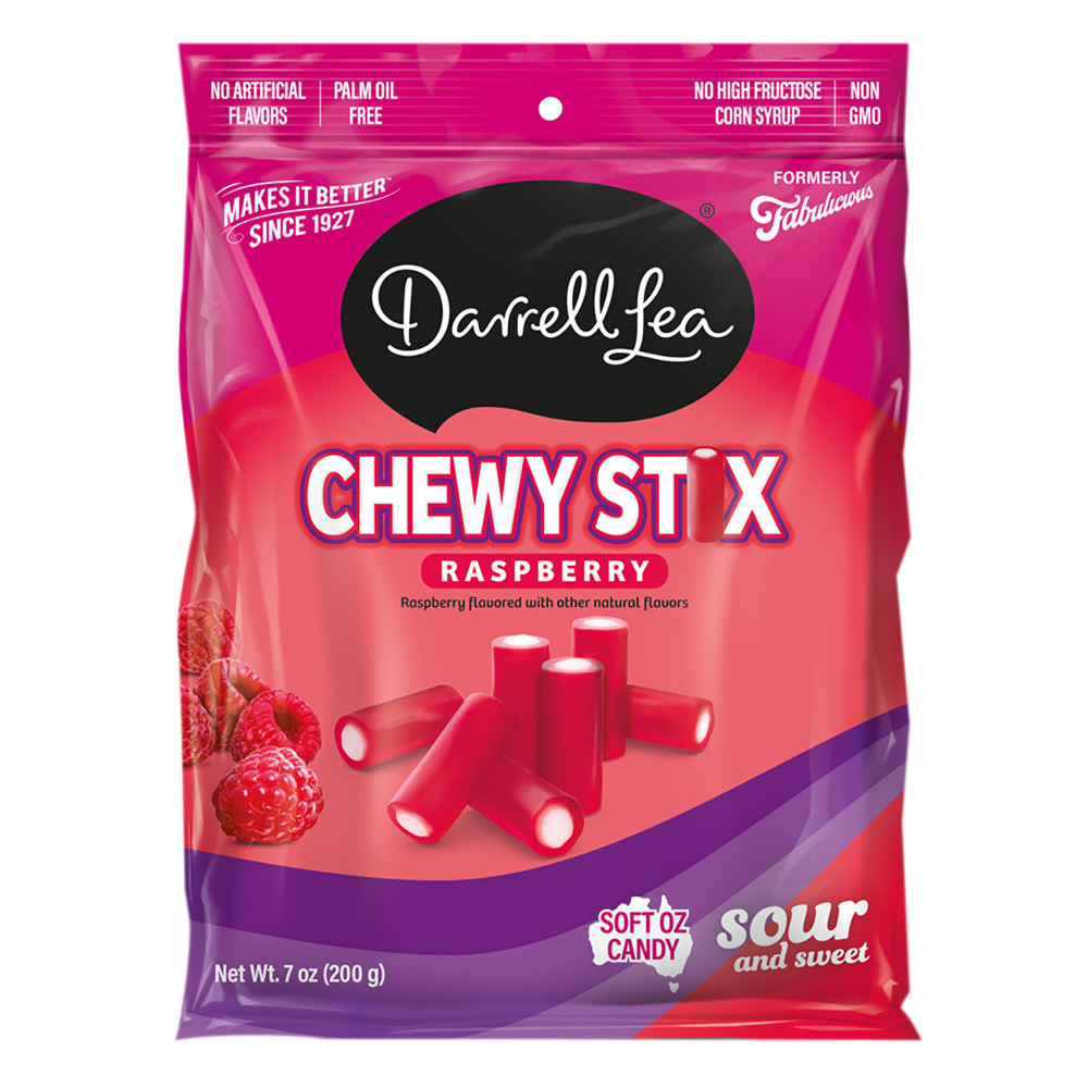 Darrell Lea Raspberry Sour Candy Stix 7 oz Bag | Nassau Candy