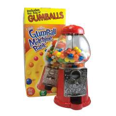 GUMBALL MACHINE BANK WITH GUMBALLS 8 OZ
