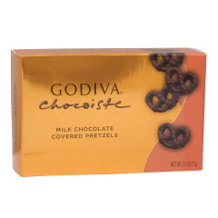GODIVA MINI MILK CHOCOLATE COVERED PRETZELS 2.5 OZ BOX