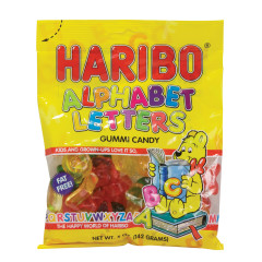 HARIBO ALPHABET LETTERS GUMMI CANDY 5 OZ PEG BAG