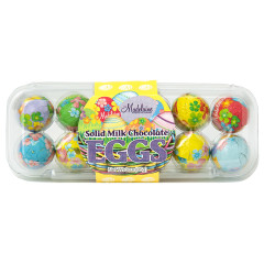 MADELAINE MILK CHOCOLATE FOILED EGGS 3 OZ EGG CRATE