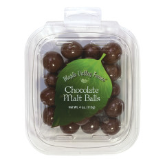 MAPLE VALLEY FARMS CHOCOLATE MALT BALLS 4 OZ PEG TUB