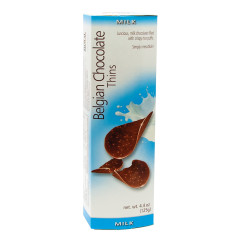 BELGIAN CHOCOLATE THINS MILK CHOCOLATE 4.4 OZ