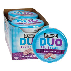 ICE BREAKERS SUGAR FREE RASPBERRY DUO MINTS 1.3 OZ