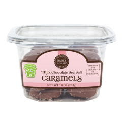 NANCY ADAMS MILK CHOCOLATE SEA SALT CARAMELS 10 OZ TUB