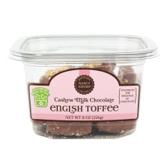 NANCY ADAMS MILK CHOCOLATE ENGLISH TOFFEE 8 OZ TUB