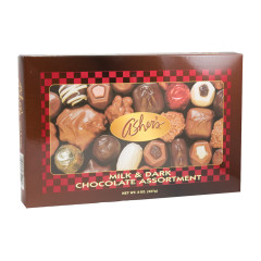 ASHER'S MILK AND DARK CHOCOLATE ASSORTMENT 8 OZ BOX