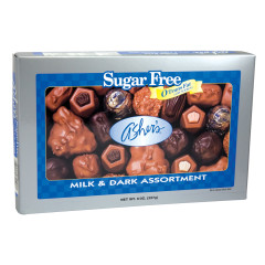 ASHER'S SUGAR FREE MILK AND DARK CHOCOLATE ASSORTMENT 8 OZ BOX