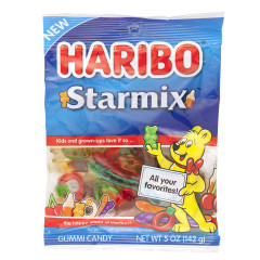 HARIBO STARMIX GUMMI CANDY 5 OZ PEG BAG