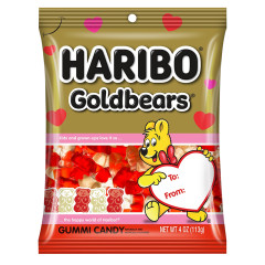 HARIBO VALENTINE GOLDBEARS GUMMI CANDY 4 OZ PEG BAG