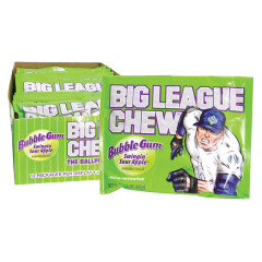 Big League Chew Gum Sour Apple 2.12oz pack or 12ct box