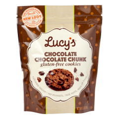 LUCY'S GLUTEN FREE CHOCOLATE CHOCOLATE CHUNK COOKIES 5.5 OZ POUCH