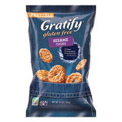 GRATIFY GLUTEN FREE SESAME PRETZEL THINS 10.5 OZ BAG