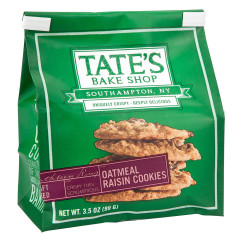 TATE'S OATMEAL RAISIN COOKIES 3.5 OZ BAG