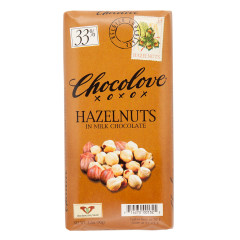 CHOCOLOVE HAZELNUTS IN MILK CHOCOLATE 3.2 OZ BAR