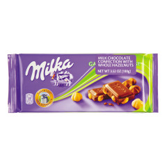 MILKA MILK CHOCOLATE WITH WHOLE HAZELNUTS 3.5 OZ BAR