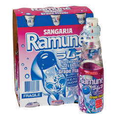 SANGARIA RAMUNE GRAPE SODA 6 PK 6.76 OZ BOTTLES