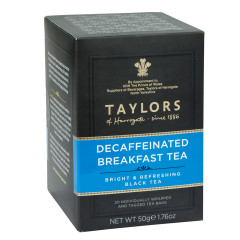 TAYLORS OF HARROGATE DECAFFEINATED BREAKFAST TEA 1.76 OZ 20 CT BOX