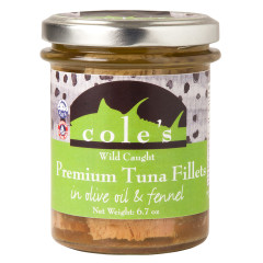 COLE'S WILD TUNA FILLETS IN OLIVE OIL & FENNEL 6.7 OZ JAR