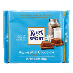 RITTER SPORT ALPINE MILK CHOCOLATE 3.5 OZ BAR