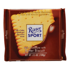 RITTER SPORT MILK CHOCOLATE WITH BUTTER BISCUIT 3.5 OZ BAR