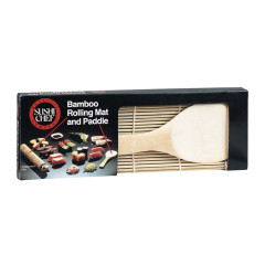 SUSHI CHEF BAMBOO ROLLING MAT AND PADDLE